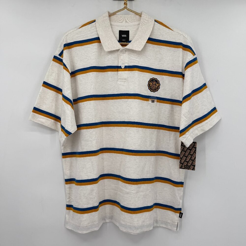 Vans Men’s Striped Polo Shirt Loose Fit Short Sleeve Size M NWT